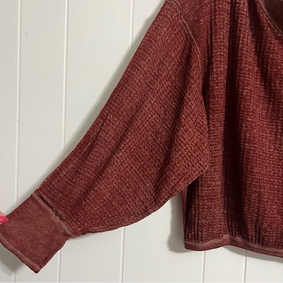 Free People Southside Thermal Waffle Knit Sweater Size Medium - Picture 3 of 5